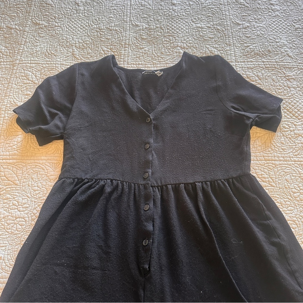 ASOS Design Woman’s Black Small Jumpsuit Size 6 Button Up Wide Leg Short Sleeve - Picture 3 of 8